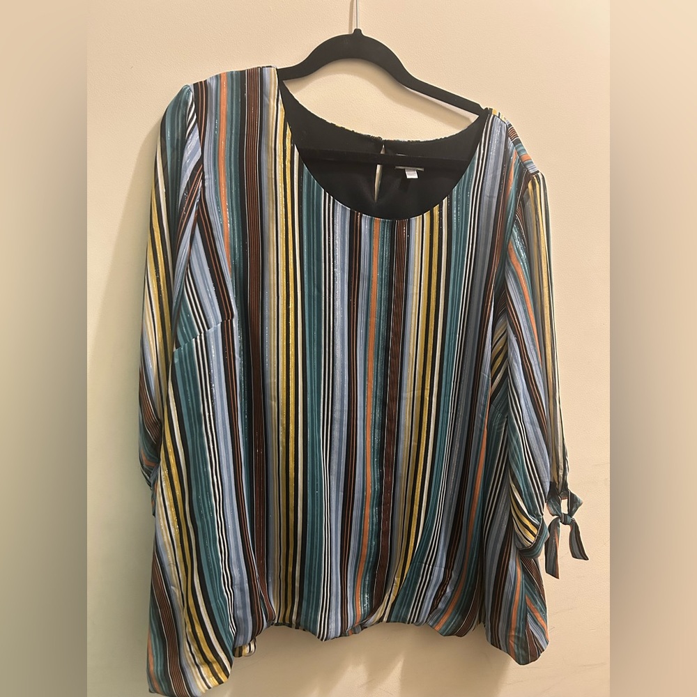 Avenue Vibrant Striped Blouse. Size 26/28.